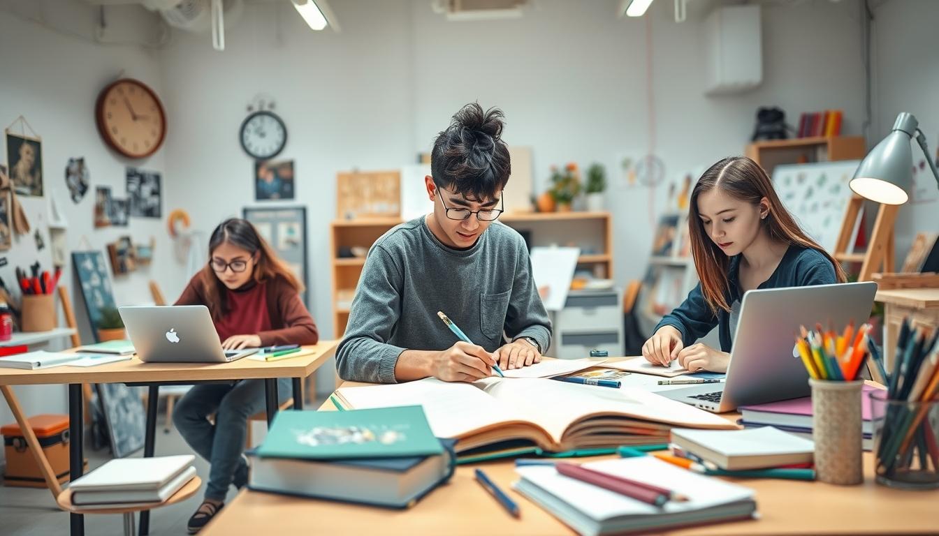 Students working in research laboratory