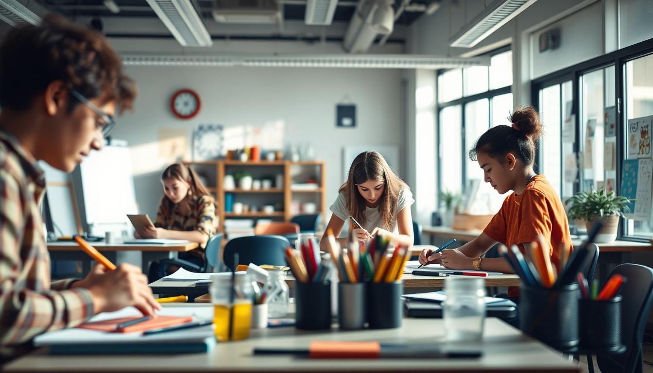 Student preparing for exams with study materials